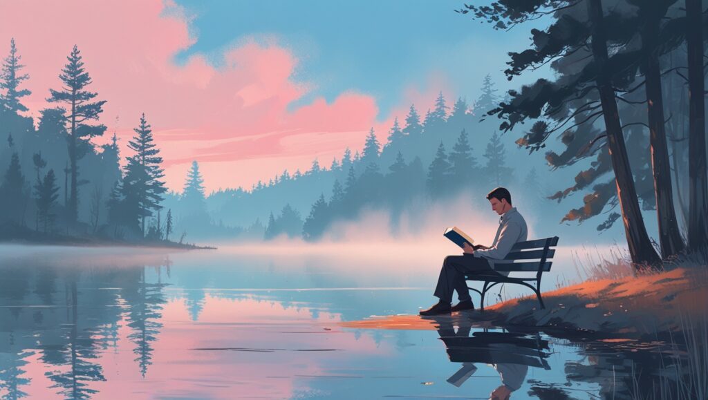 A lakeside bench is the perfect spot to dive into a novel